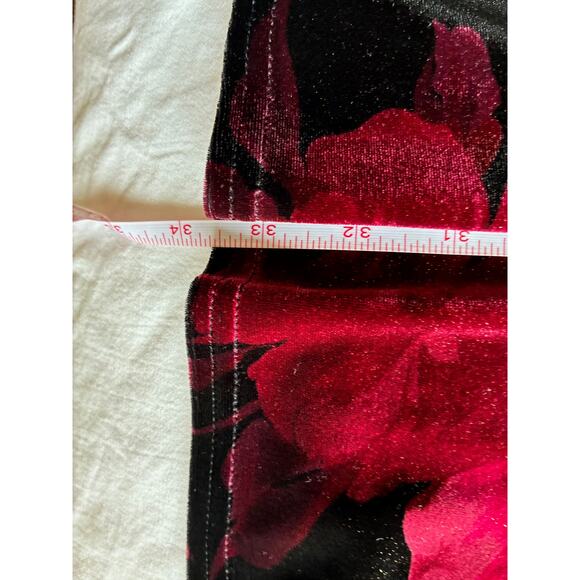 VTG 90s Velvet Dress M Mini‎ Black Red Floral Shimmer Whimsigoth Fairy Grunge - Picture 12 of 12